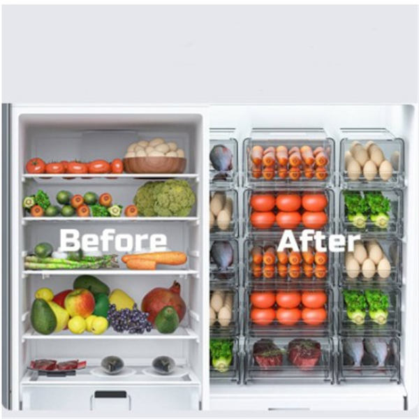 Rensa Kylskåp Förvaringslåda Låda Design Avloppsstapling Transparent Frukt Organizer Bin Hushåll With Partition Medium