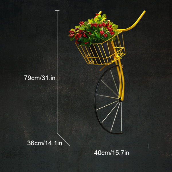 Retro cykeldekor med korg Väggmonterad design Hållbar Långvarig Lätt att använda för hemkaffe Gold