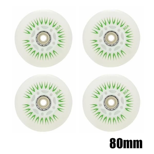 4st Flash Inline Skate Wheels 90A LED Lighting Skating Wheels 80 76 72 68 Green 68mm