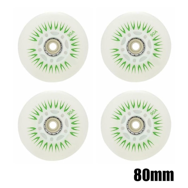 4st Flash Inline Skate Wheels 90A LED Lighting Skating Wheels 80 76 72 68 White 72mm