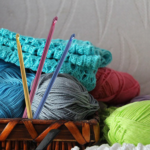 11 st/set Virkade Krokar Nålset Blandade Färger Tunisisk Afghan Aluminium Sticknålar Verktygssats Multicolour