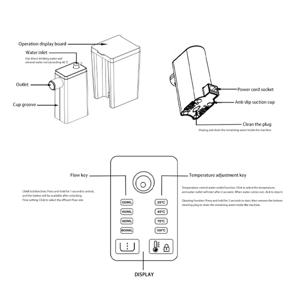 Instants Varmvatten Dispenser 4 Temperaturnivåer Direkt Dricksvattenmaskin För Kontor/Hem EU Plug Without Water Tank