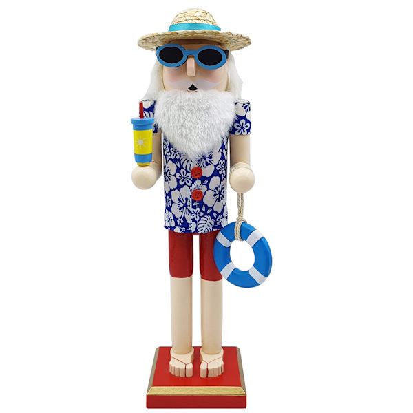 Beach Santa Wood Nötknäppare Stora unika dekorativa prydnader för festlig julbordsdekor Ll0045