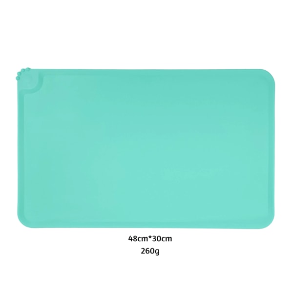 Silikon Halkfri hundkattskålsmatta Slitstark läckagesäker matdyna för liten medelstor hundkatt Turquoise 48cm * 30cm260g