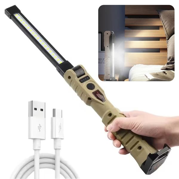 Multifunksjonelle sammenleggbare arbeidslamper med magnetisk base, håndfri mekanikerlampe Khaki