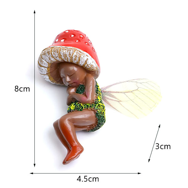 Mini Sovsvamp Fairy Staty Handmålad Harts Hantverk Prydnad För Hem Trädgård Kontorsdekoration Mushroom Fairy