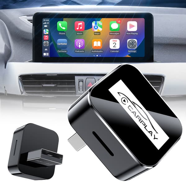 2-i-1 trådløs CarPlays Androids Auto kablet til trådløs adapter Smart USB-dongle Black