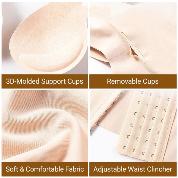 Kvinnor Andas Shapewear 4 i 1 främre spänne bröststöd bröststöd väst Black L