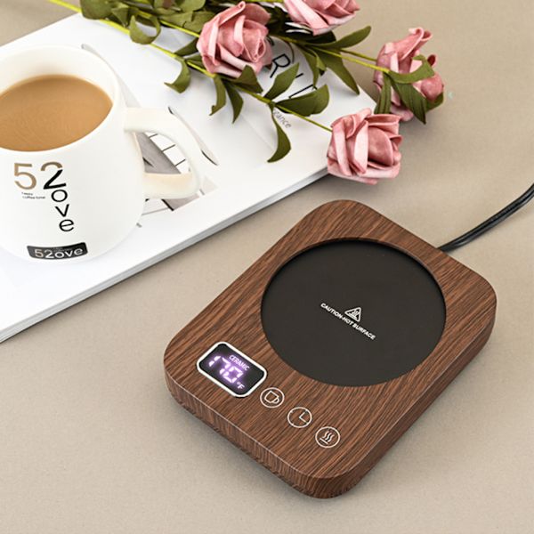 USB Kaffevärmare Mugg Varmare Mjölk Kaffe Te Värmeplatta för Kontor Skrivbord Inflyttningspresent brun