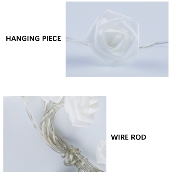 LED Rose Flower String Lights Romantisk Simulering Rose Flower Fairy Lights Batteridriven inomhus varm lampa Warm White 1.5m B