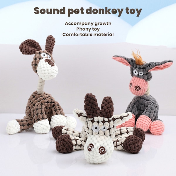 Pet Dog Bittålig plyschleksak Multifunktionell hundtuggleksak Rolig interaktiv hundleksak Pink Donkey
