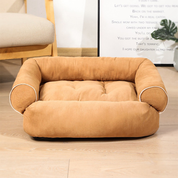 Solsäng Maskintvättbar Supermjuk plysch fluffig värmande husdjurssäng Khaki XL