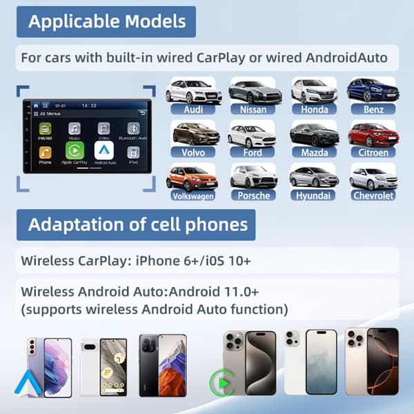 Bilkablet til trådløs Carplays-boks Lagfri forbindelse Stabil trådløs Androids Auto-adapter Black