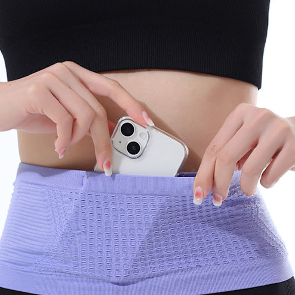 Multifunktionell stickad andningsbar dold midjeväska bärbar svettabsorberande paket för ridning fitness Grey M