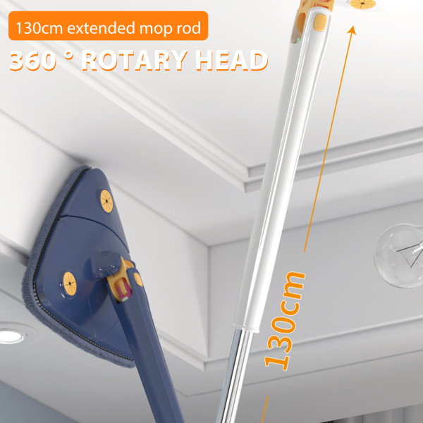 Triangel Rengöringsmopp 360° Roterbar Justerbar Mopp för Golv Vägg Fönster Tak Sprickor Hörn Våt & Torr Rengöring vit