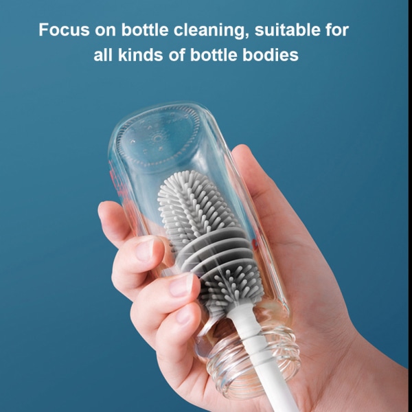Flaskborste med långt skaft Flexibelt bärbart rengöringsmedel för vattenflaskor White