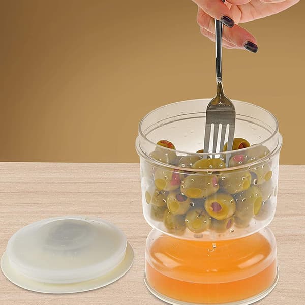 Pickle & Olive Burk Behållare med sil Läcksäker förseglad plast för hemmet Picture Section