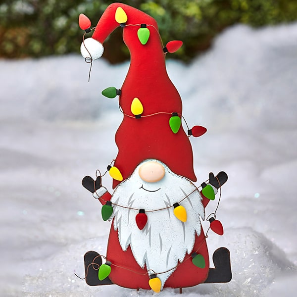 Metall Gnome Yard Stake Juldekorationer Utomhus Stake Uteplatsdekor A B C 3 Pack