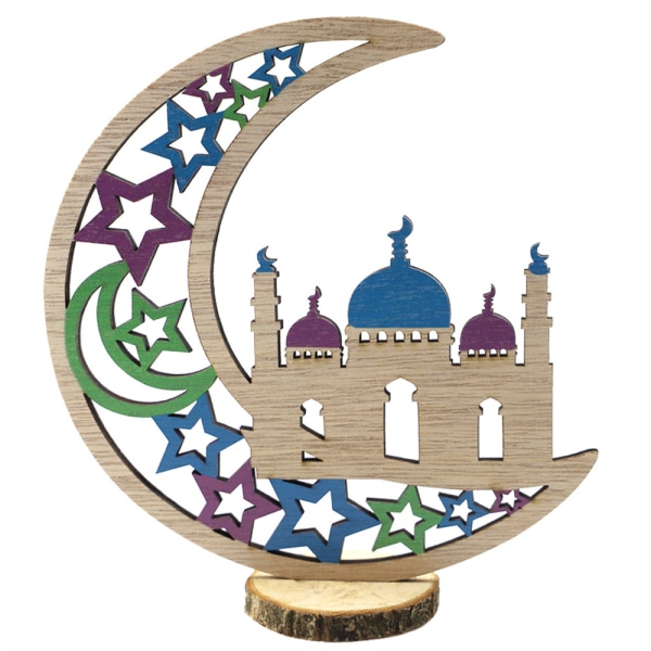 Eid Mubarak träprydnader Ramadan Moon Star Bordsskivor Dekorationer för hemmet JM00442