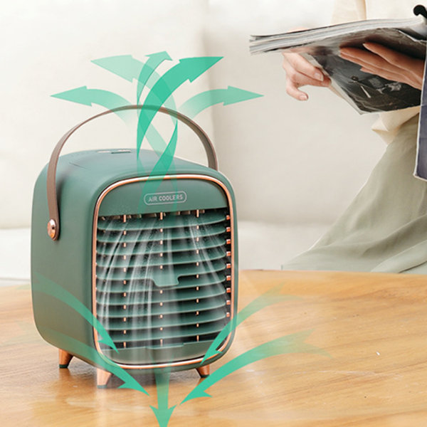Små Bärbar Luftkonditionering & Luftfuktare Skrivbord Luftkylare Kylfläkt, 3 Vindhastigheter grön