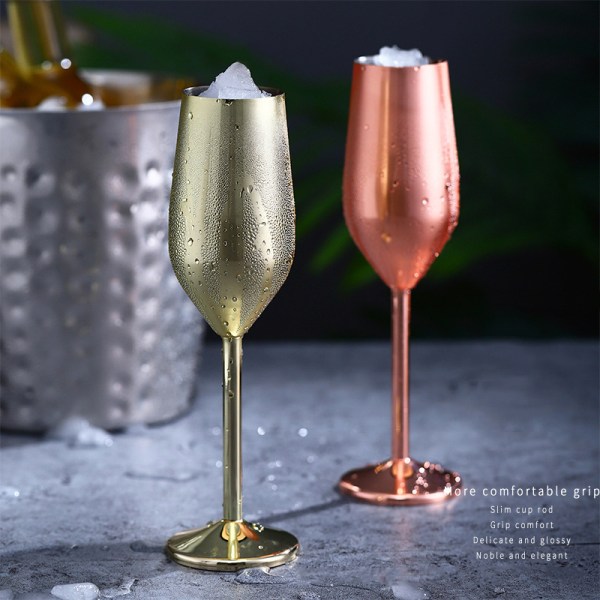 Rostfritt stål Champagnekopp Vinglas Cocktailglas Metall Vinglas Bar Restaurang Goblet Rose Gold 200ml