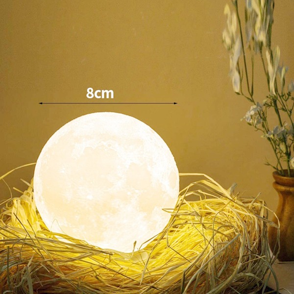 LED månlampa dekorativ nattlampa med träställ för barn pojkar flicka Without Wooden Frame 8cm
