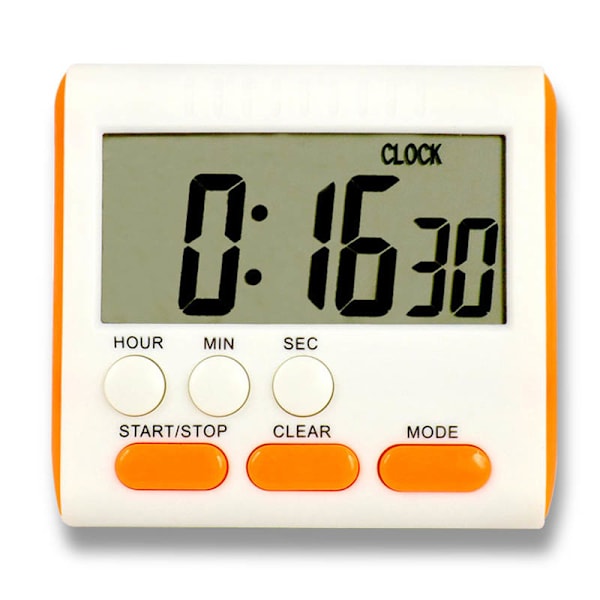 Multifunktionell matlagningstimer 24 timmar LCD digital display nedräkningsklocka Orange