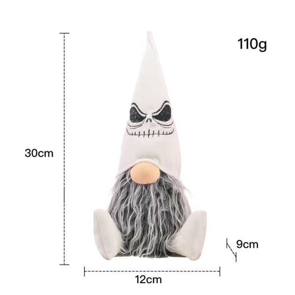 Halloween Gnome Plysch Doll Ansiktslös docka Festrekvisita med huva docka Hembord Halloween tomtar Dekor för hemmet White