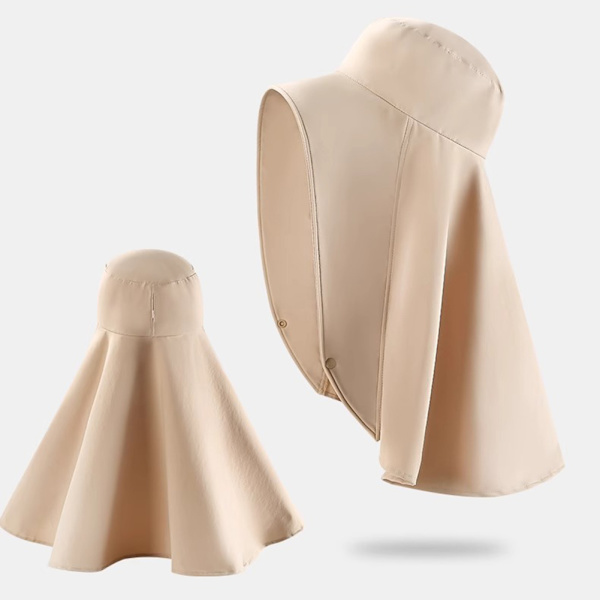 Sommer Bredskygget Solhat til Kvinder Udendørs Stor UV Beskyttelse Shawl Hat med Ansigt Hals Dæk Flap Strandhat Beige