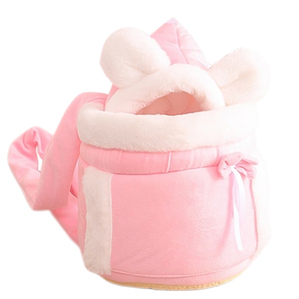Ryggsäck för Katt Bärsele Vinter Varm Mjuk Plysch Bär Djur Bur För Utomhusresor Promenader Pink XL