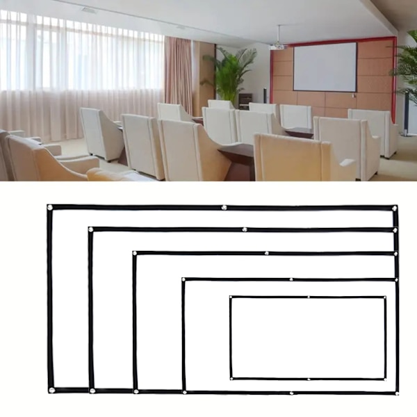 Polyester Vikbar mjuk projektorduk Skrynkelfri filmduk för utomhusbruk inomhus 72 Inches