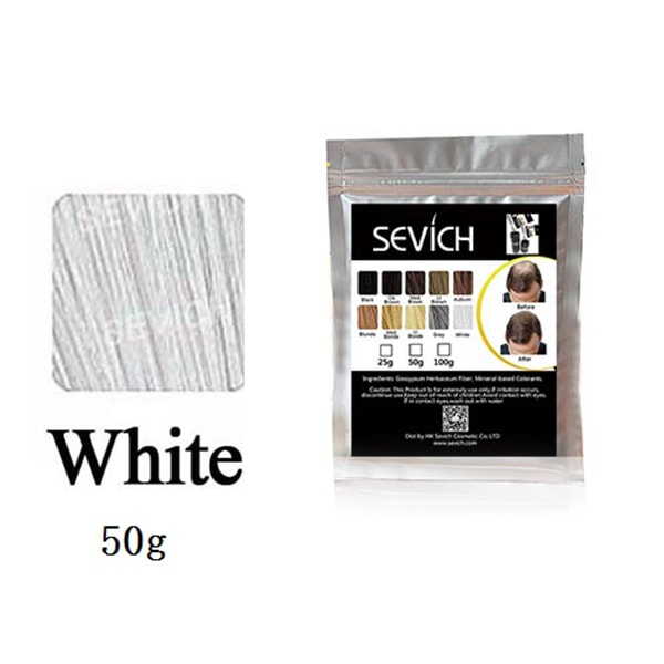 10 färger Förtjockning Hårfiberpulver 50g Hårfibrer Byggförlängningar Pulver Behandling för håravfall White