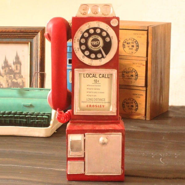 Vintage Rotera Classic Look Dial Telefontelefon Modell Retro Booth Hemdekoration Ornament Red