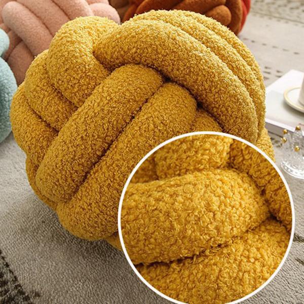 Handgjorda knuten bollkudde Bekväm plysch slängkudde inflyttningspresent Rice White