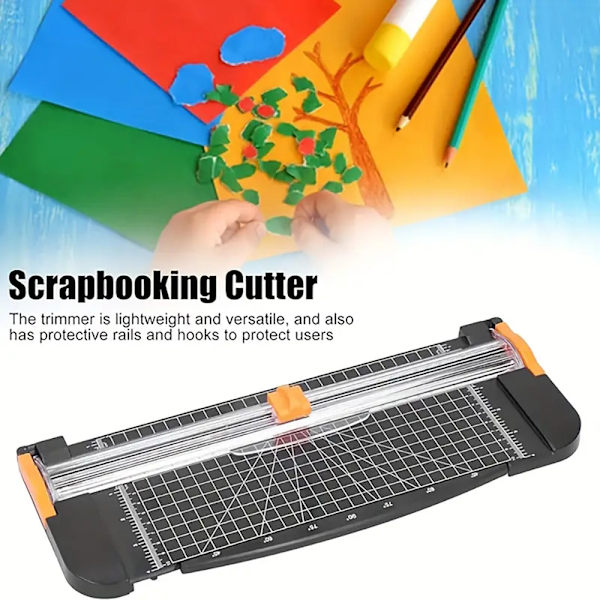 A4 pappersskärare med glidande typ med klar skala hög noggrant papperstrimmer för scrapbooking Black