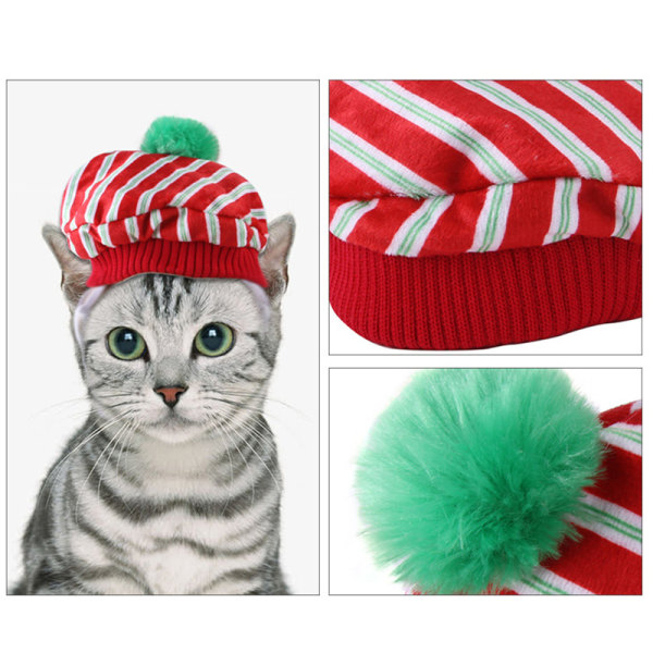 Jul Hund Katt Mössa Scarf Set Festival Pet Plysch Bär Dekorativ Xmas Outfit Husdjurstillbehör Tillbehör för alla raser White Green M