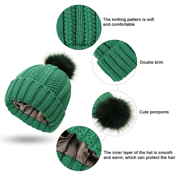Elastisk ribbstickad mössa för hårskydd Bekväma andningsbara temamössor för kvinnor tjejer Green