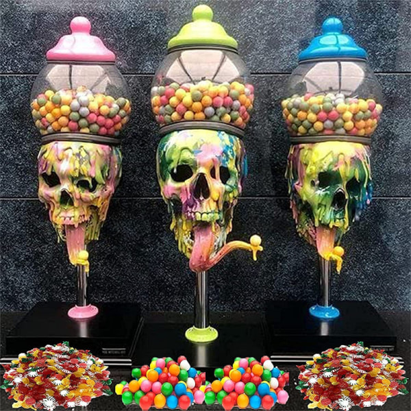 Bubble Gum Machine Färgglad Skull Candy Dispenser Halloween Desktop Ornament För Hem Vardagsrum Inredning A
