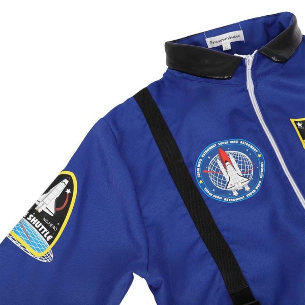 Halloween Astronaut Cosplay Kostym Personlig Space Man Rollspel Bodysuit För Kvinnor Män Spacesuit Blue Adult 160