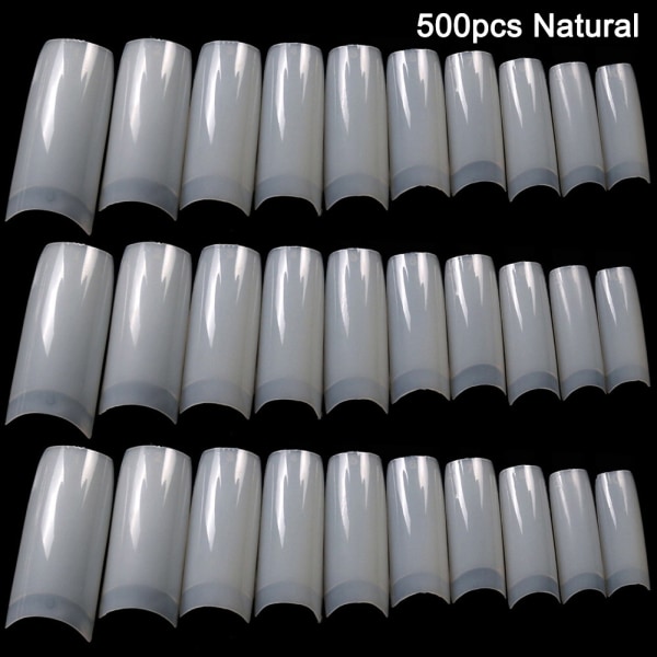 100/500 st Nails Half French False Nail Art Tips Akryl UV Gel Manikyr Tips 500pcs Natural