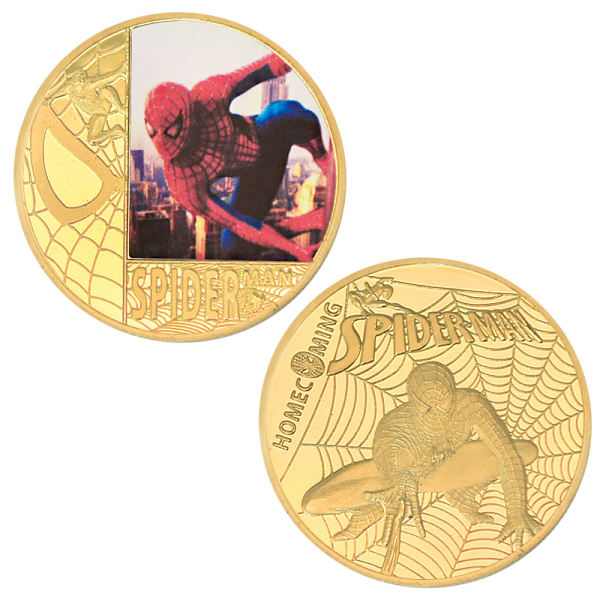 Spider-Man Coin Super Hero Jubileumsmynt Guldmetallmynt Souvenir för Samlare Fans Collection Five Combinations