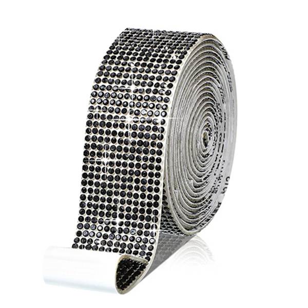 DIY Rhinestone självhäftande band Lätt att använda Kristaller Dekorationsremsor för hantverk Black Diamond 12 Rows