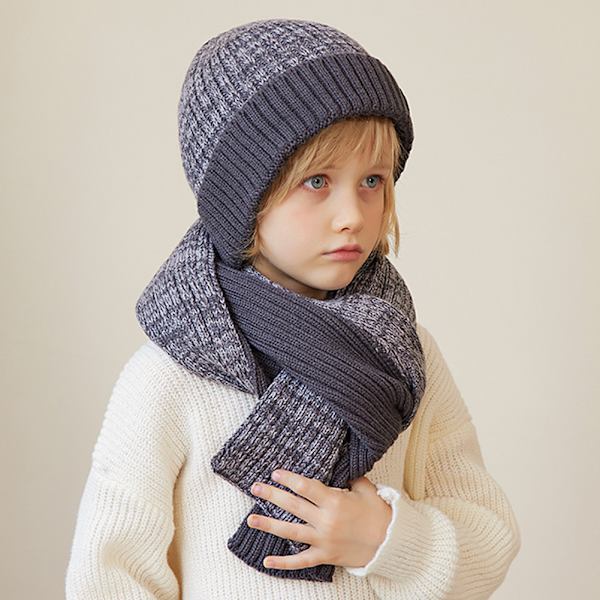Barnmössor Scarf Set Vindtät Värmande Barnmössa för utomhusbruk Grey