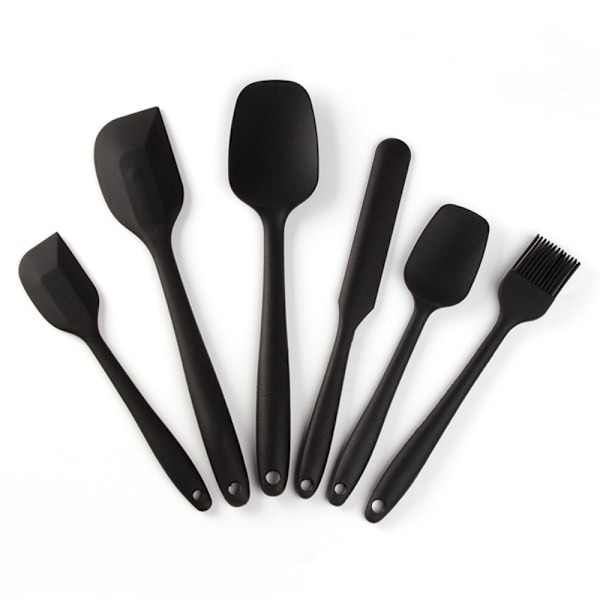 6st silikonspadar Set Värmebeständig non-stick bakredskap Set för matlagning Bakning Mixa Köksmaterial Red
