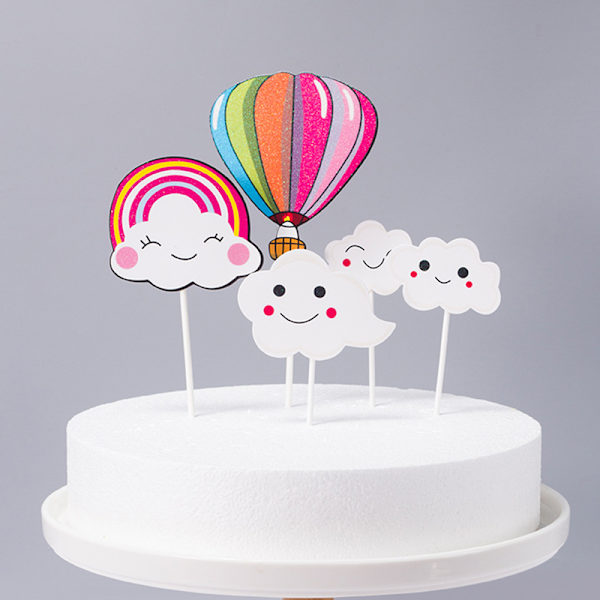 Cake Toppers Söta färgglada tårtdekorationer Festtillbehör för födelsedagsbröllopsfest E