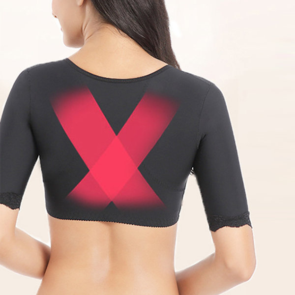 Armslimming Shaper Kompression Slimming Shapewear Push Up Topp Dam Hållningskorrektor svart M