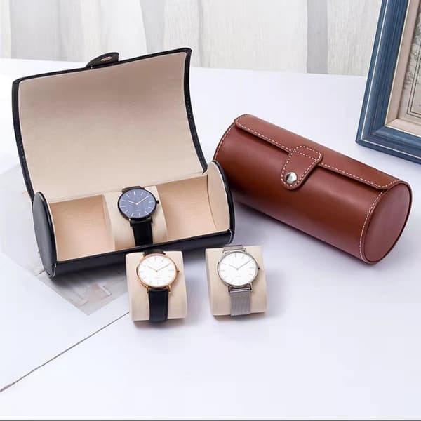 Multifunktionell Watch Roll Box Case Mode Portable Watch Roll Box Watch Roll Organizer för män Brown