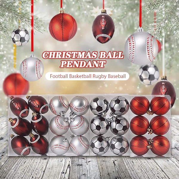 Julgranskulor Set 6 cm Sportbollar med tema Julgransprydnader Hängen för juldekoration