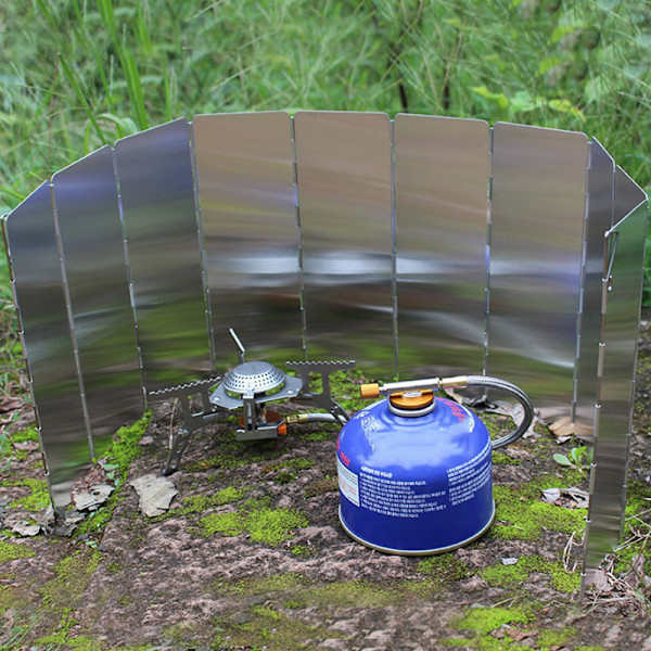 Bärbar aluminiumlegering utomhusvindruta Lättviktsbart vindskydd för campingspis utomhusgrill White