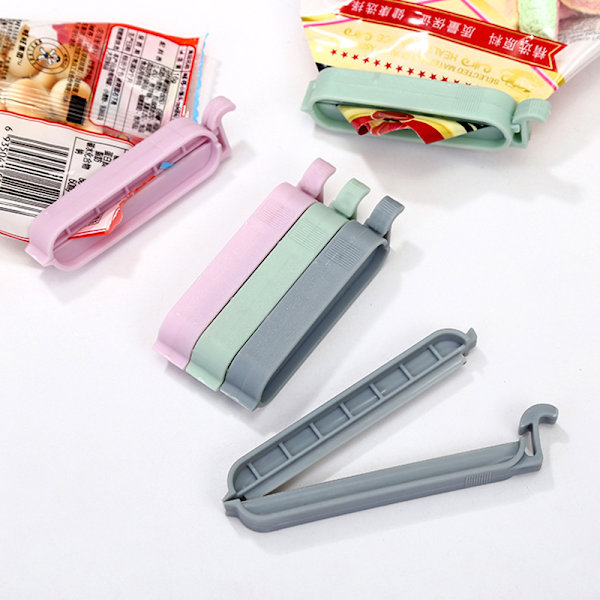 12 st/ set Snack Bag Sealer Färsk mat Förvaringspåse Clips Köksverktyg Tillbehör Mini tätningsklämma med 3 storlekar 3 färg
